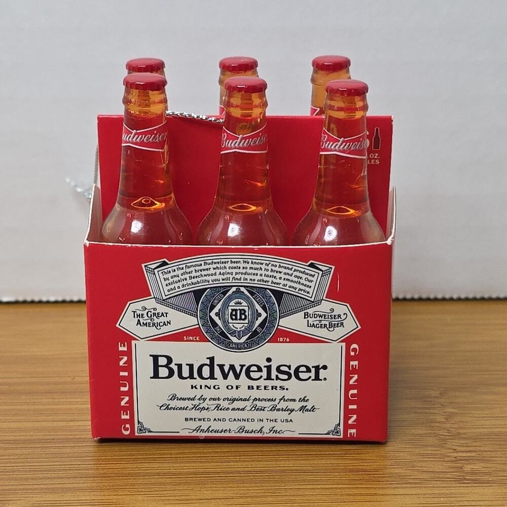 Budweiser Beer 6 pack 2022 Christmas Ornament Bottles